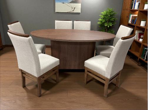 Mesa MDF Oval 1,80x100 c/ Pé Central Oval c/ 6 Cad. Confort